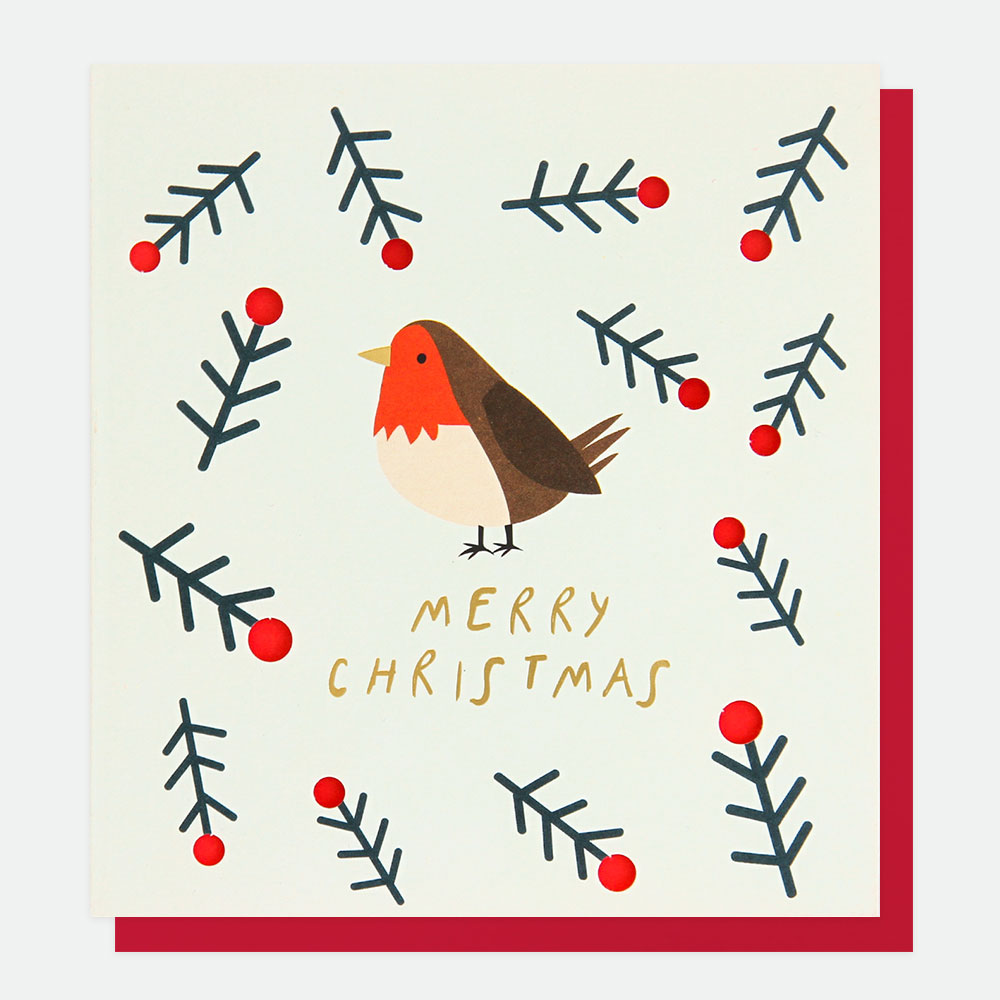 Robin Christmas Card By Caroline Gardner